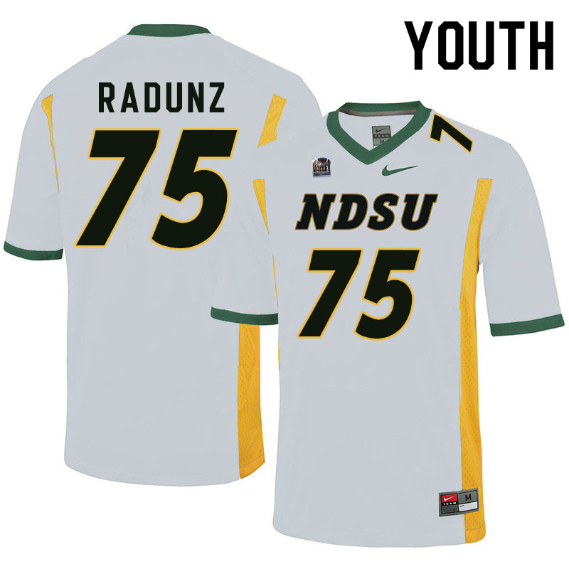 Youth #75 Dillon Radunz North Dakota State Bison College Football Jerseys Sale-White - Click Image to Close